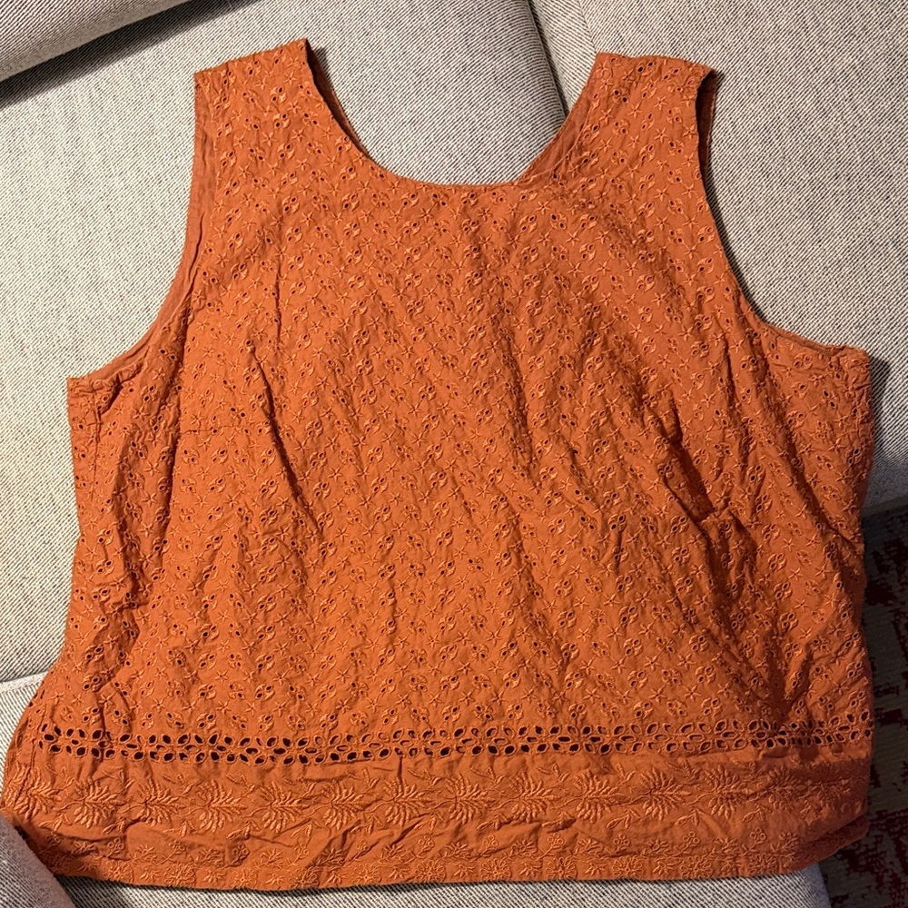 LOFT Burnt Orange Eyelet Tank Top